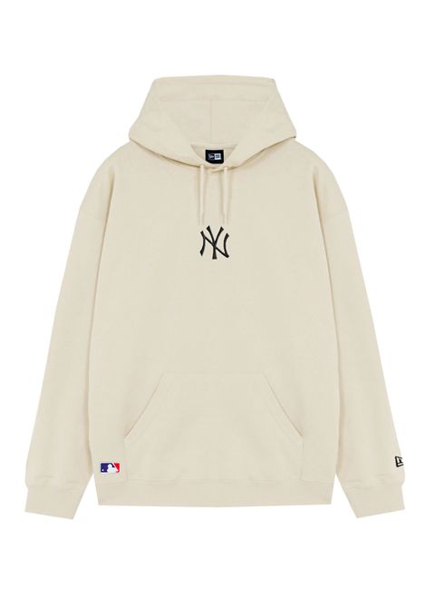 New Era Oversized New York Yankees MLB League Essential Hoodie Ecru Men NEW ERA | Sweatshirts | 60675772-